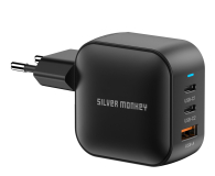Ładowarka do smartfonów Silver Monkey Ładowarka GaN Smart Trio 70W PD Czarna
